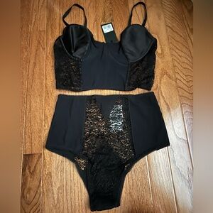 NWT Kiki de montparnasse tigerlily longline corset bra panty sexy lingerie S 34C